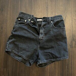 Levi's Washed Black Denim Mom Shorts